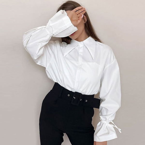 White dress shirt with puffy clearance sleeves