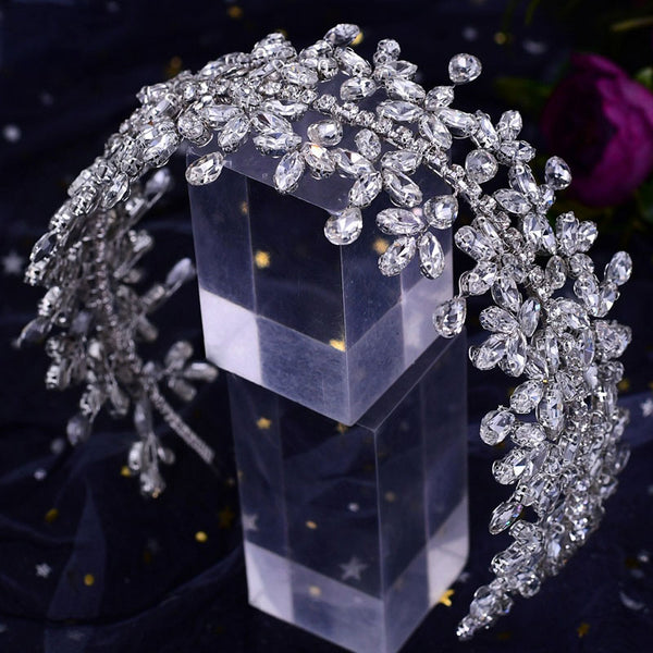 Sparkling Crystal Bridal Headband With Silver Rhinestones