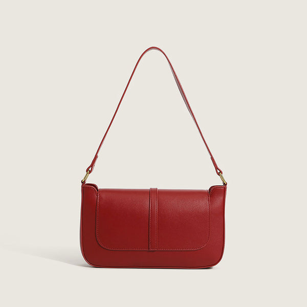 Vintage Albi Bright Red Leather Handbag Purse Shoulder Strap Full Zip  Closure