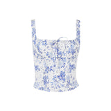 Fresh Tie Front Square Neck Frill Bustier Floral Printed Tank Top - Pi –  Trendy & Unique
