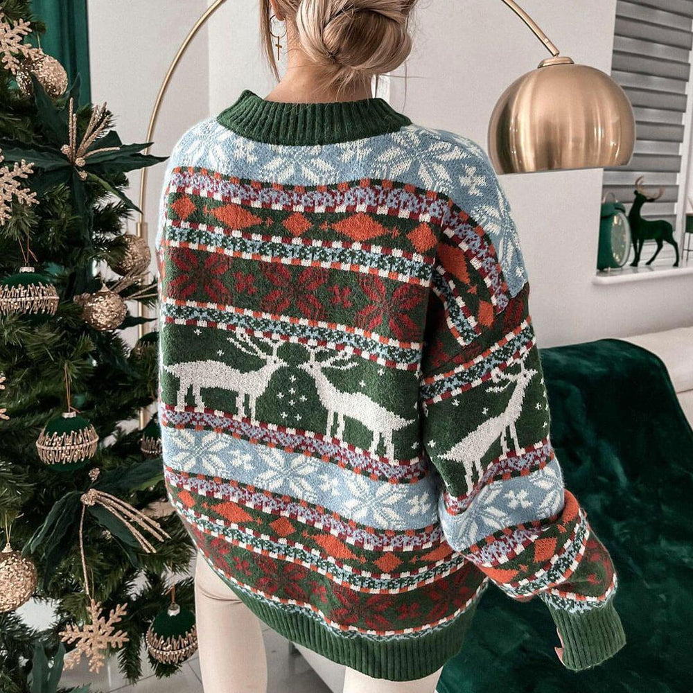 Shops Fair Isle Cropped Holiday Christmas Crewneck Sweater