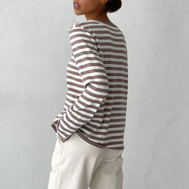 Preppy Contrast Striped Crew Neck Long Sleeve Oversized Pullover Sweater