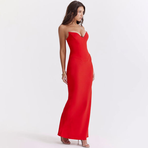 Sexy Sweetheart Neck Strapless Drop Waist Fishtail Maxi Evening Dress