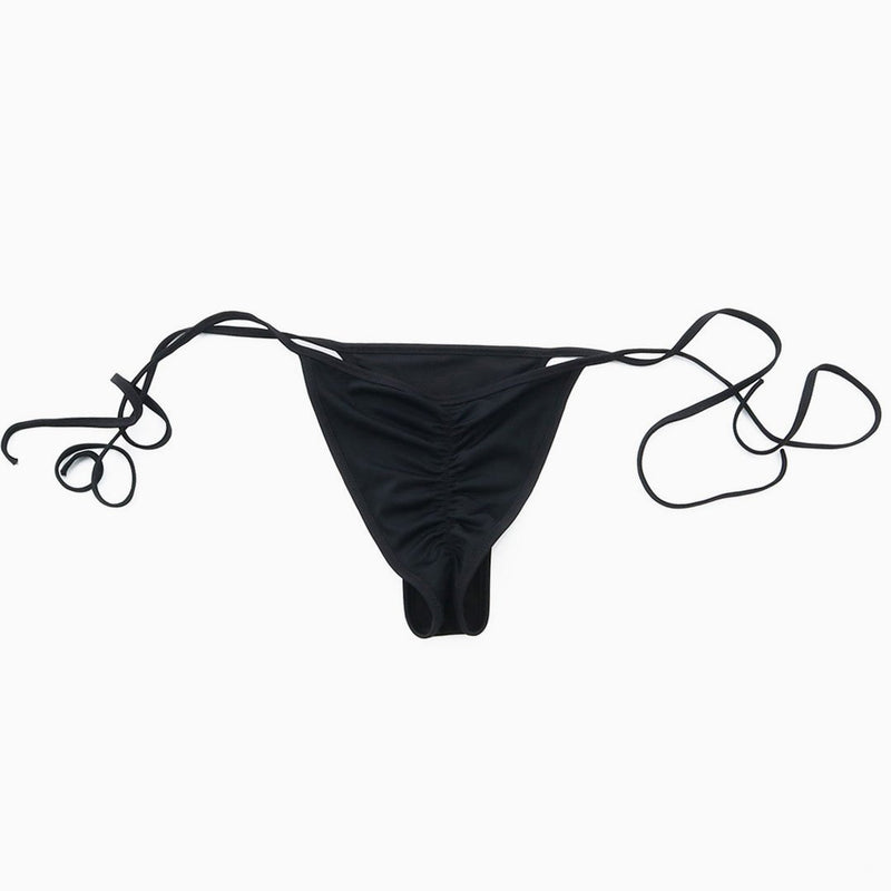 Brazilian Cut Tie String Side Scrunch Cheeky Bikini Bottom - Black – Trendy  & Unique