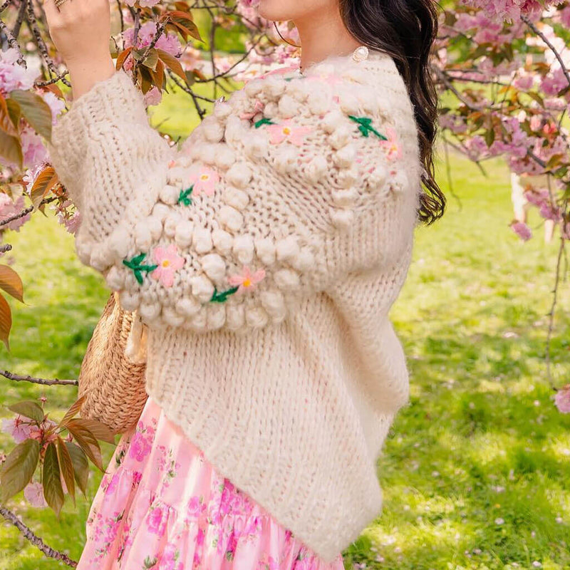 Oversized Long Sleeve Button Up Crochet Floral Cardigan - Apricot – Trendy  & Unique