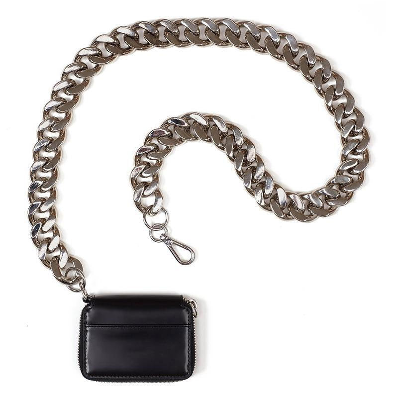 Chunky Chain Strap Faux Leather Shoulder Bag